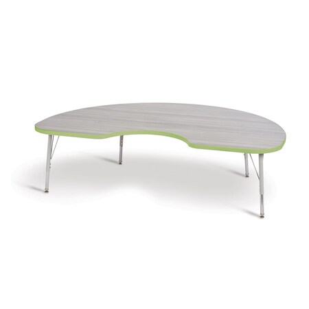 Jonti-Craft Berries Kidney Activity Table, 48 in. x 72 in., E-height, Driftwood Gray/Key Lime/Gray 6423JCE451